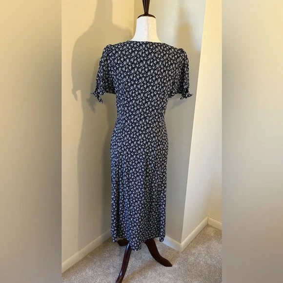 Sezane NWT SZ 6 Vic Dress Navy Floral Iconic French Midi Lanzarote Print - RARE! - Picture 5 of 13